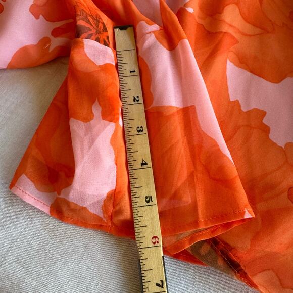 NEW Hutch Flounce Romper Floral Orange Long Sleeve Flowy Beach Resort Small - Picture 10 of 14
